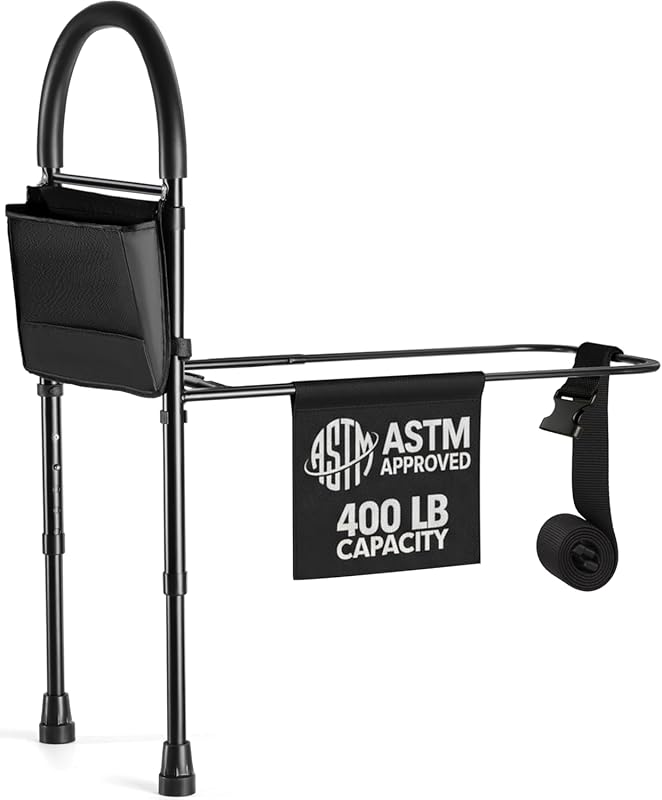 Medical King Adjustable Bed Rail: ASTM Approved Height Assist with Flo