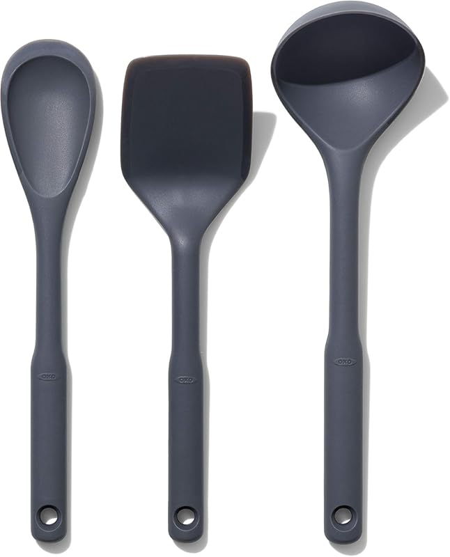OXO Good Grips 3-Piece Silicone Utensil Set in Gray - Durable, Heat-Re