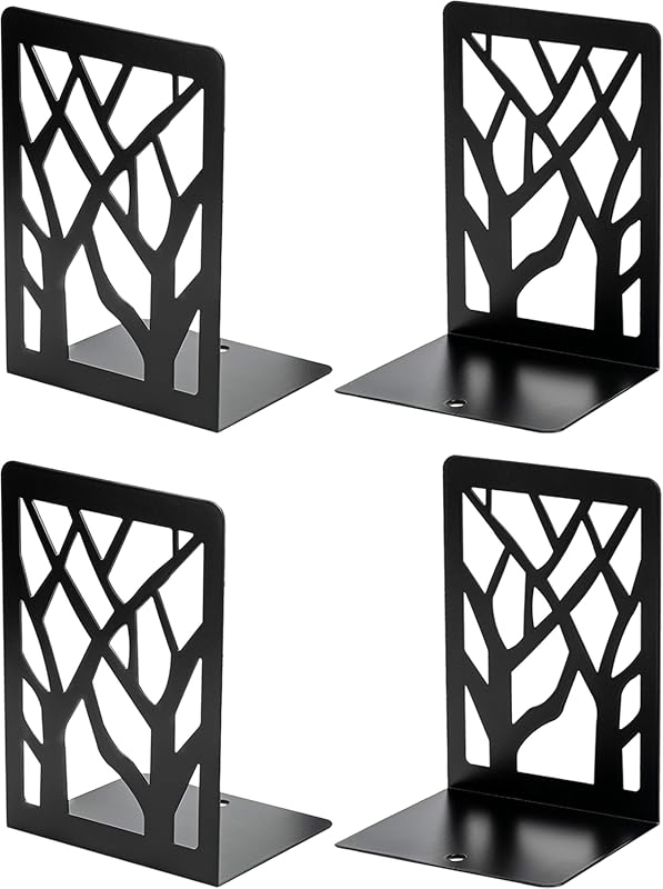 MaxGear Tree Design Book Ends: Heavy-Duty, Non-Skid for Shelves, Book 