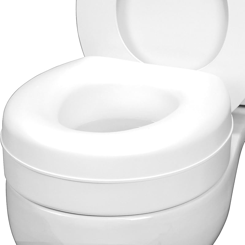 HealthSmart 5-Inch Raised Round Toilet Seat Riser - Slip Resistant Pad