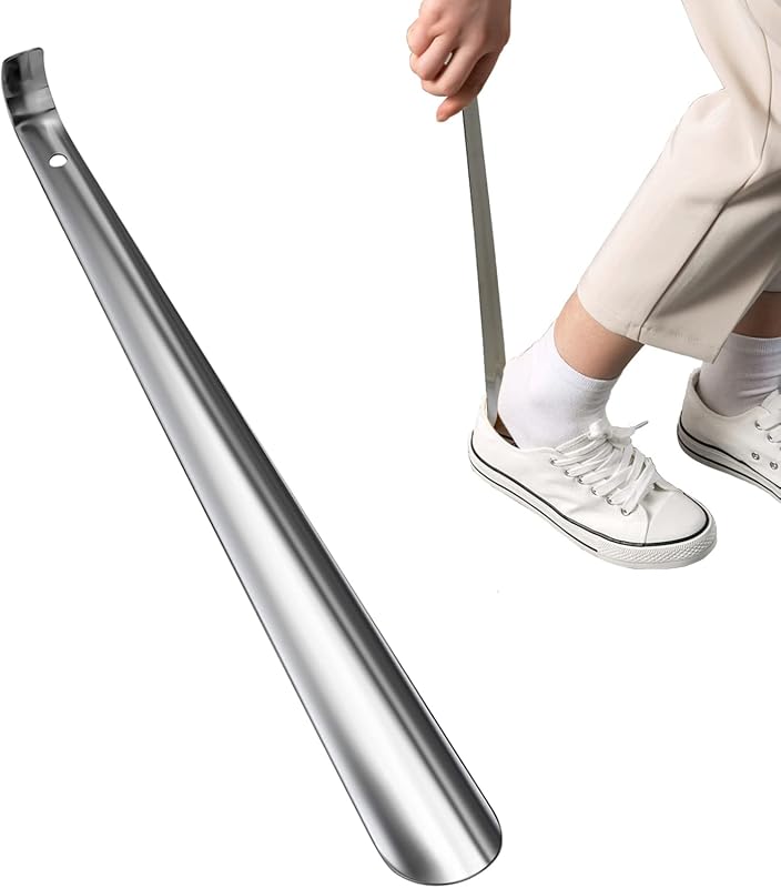 Long Handle Stainless Steel Shoe Horn for Seniors - 16.5