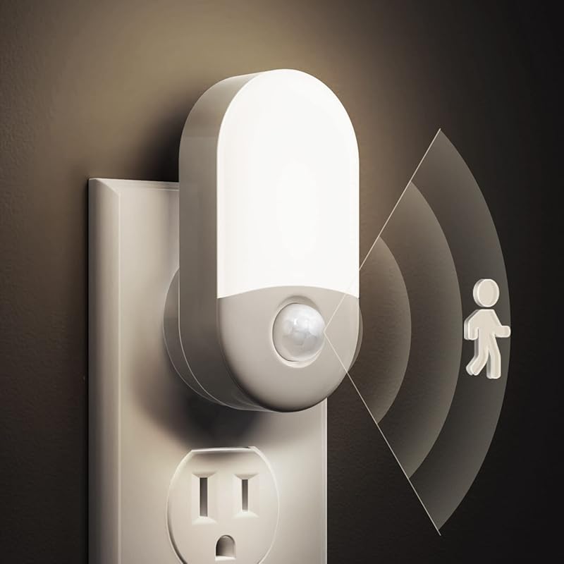 L LOHAS LED Motion Sensor Night Light, 2-Pack, Daylight White, Adjusta