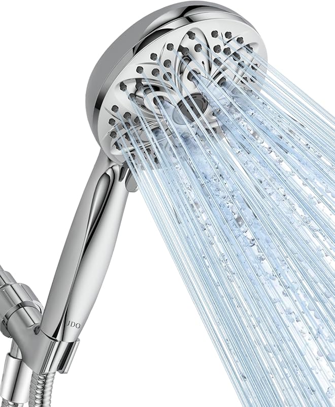JDO 6-Setting High Pressure Shower Head with Handheld: Chrome Detachab