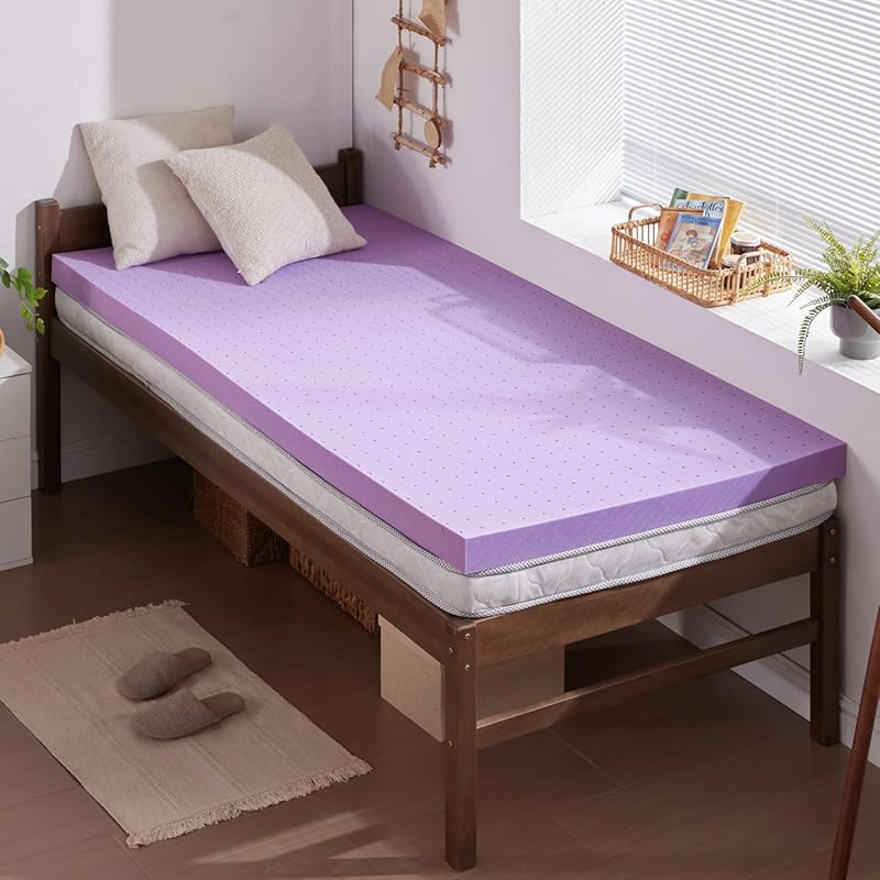SINWEEK 2-Inch Gel Memory Foam Mattress Topper, Twin Size, ventilated,