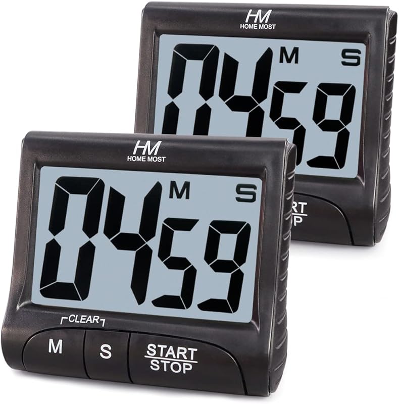 2-Pack Large Display Digital Kitchen Timer with Magnetic Back, Loud Al