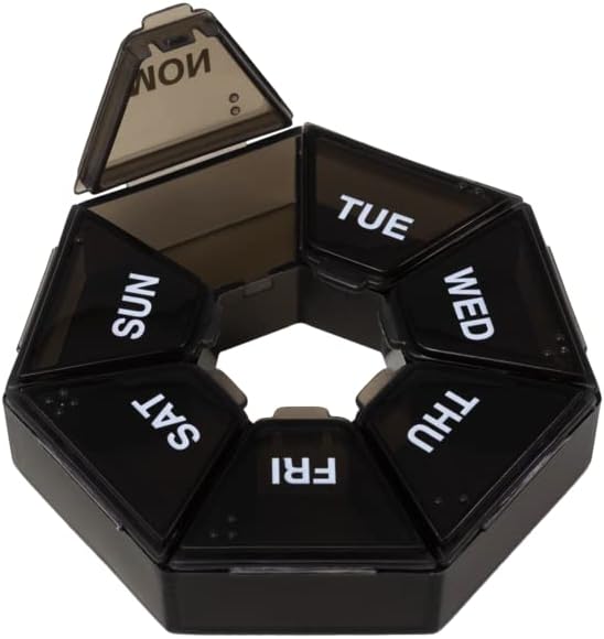 EZY DOSE 7-Day Round Pill Organizer, Compact Travel-Friendly Case, Por
