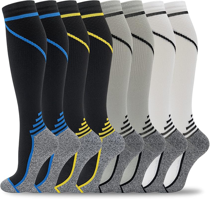 fenglaoda Knee High Compression Socks 8 Pairs 20-30 mmHg Graduated for