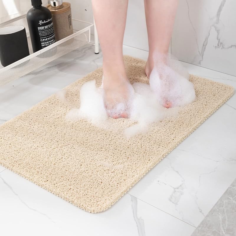 Non-Slip Bathtub Mat with Foot Scrubber: Fast Drying for Tub, Floor, B