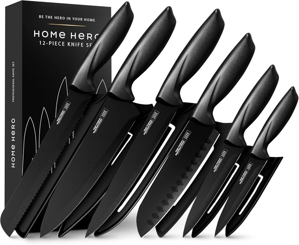 Home Hero 12-Piece High-Carbon Stainless Steel Chef Knife Set with Non