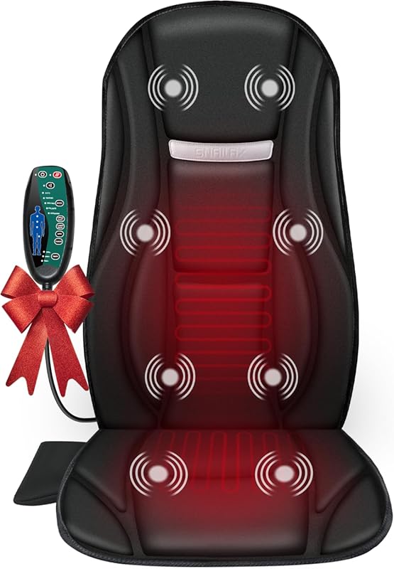 Snailax Vibration Back Massager with Heat, 8 Vibrating Motors 5 Modes,