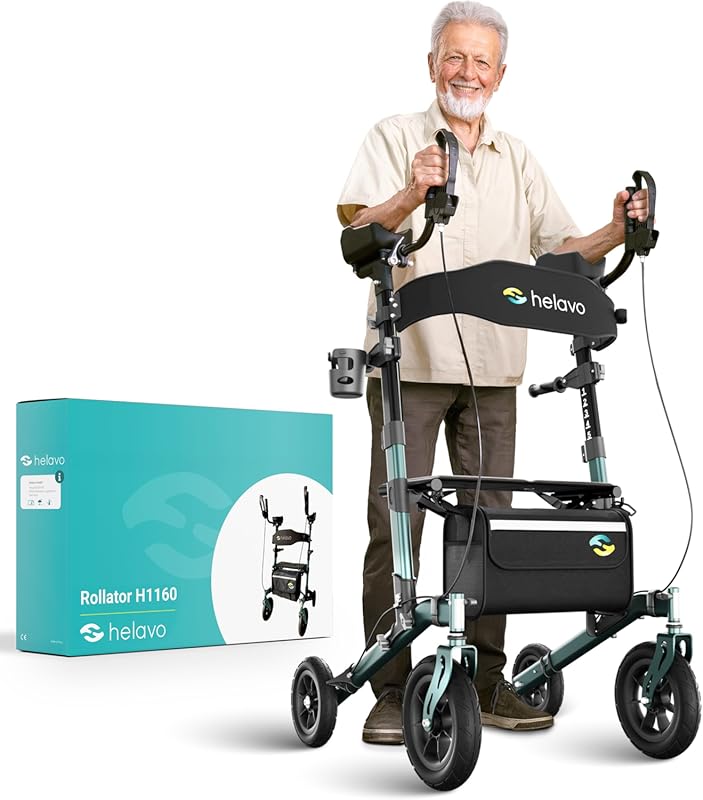 Helavo All Terrain Upright Walker for Seniors - Outdoor Rollator with