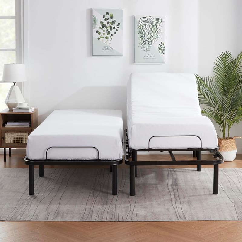 Split King Nestl Basic Adjustable Bed Base with Motorized Head and Foo