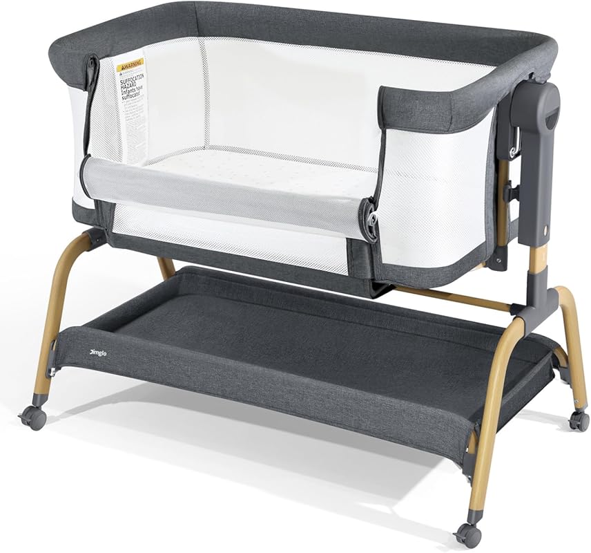 Newborn 3-in-1 Baby Bassinet: Rocking Bedside, Comfy Mattress, Wheels,