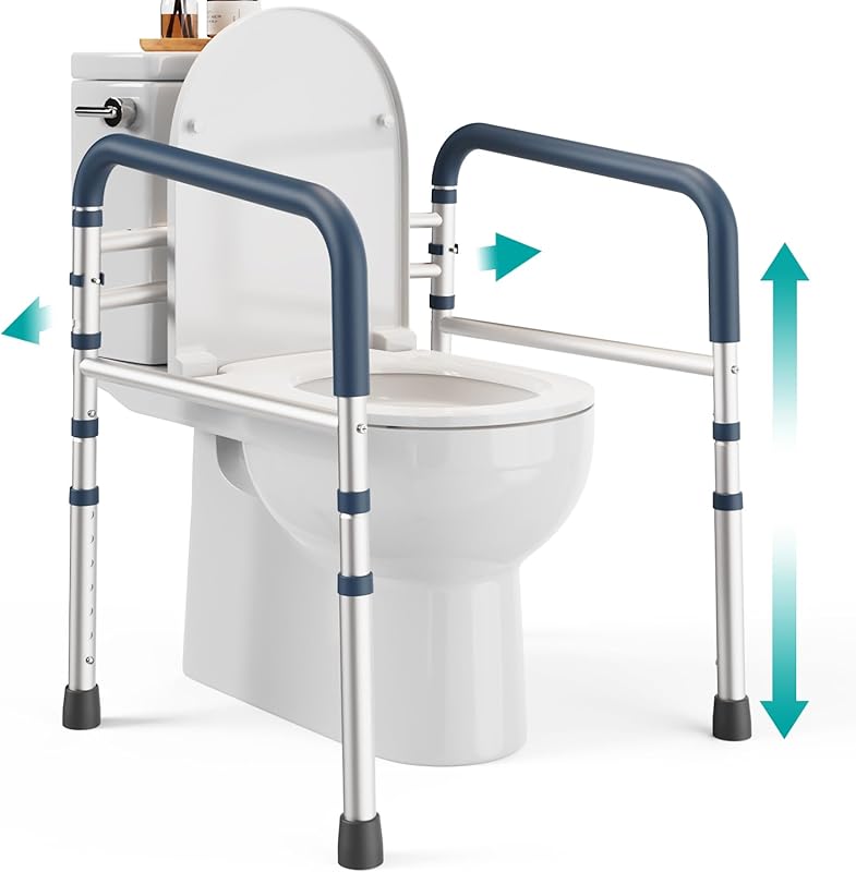 PELEGON Heavy-Duty Toilet Safety Rails Adjustable Frame 350 lb Support