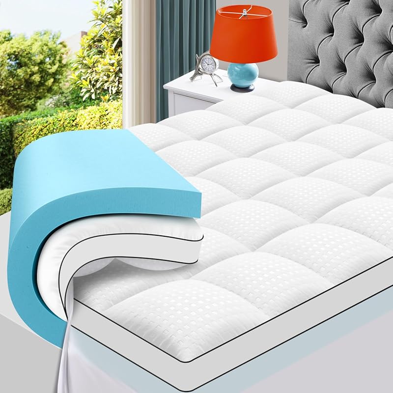 MASVIS 4-Inch Dual Layer Memory Foam Topper: gel foam, cooling pillow
