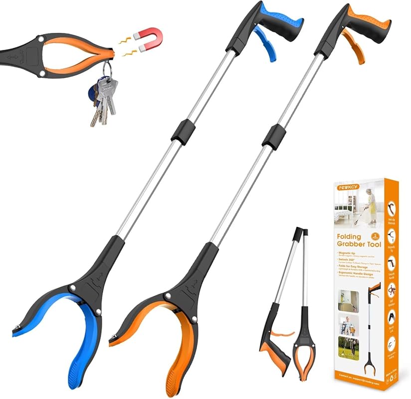 Generic 2-Pack 32-Inch Foldable Grabber Reacher - 360° Rotating Jaw, M