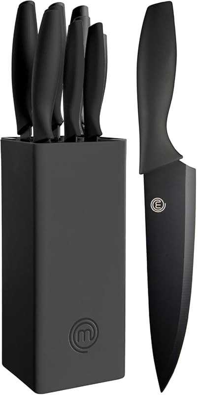 MasterChef 6-Piece Knife Set with Block: Extra Sharp Stainless Steel B