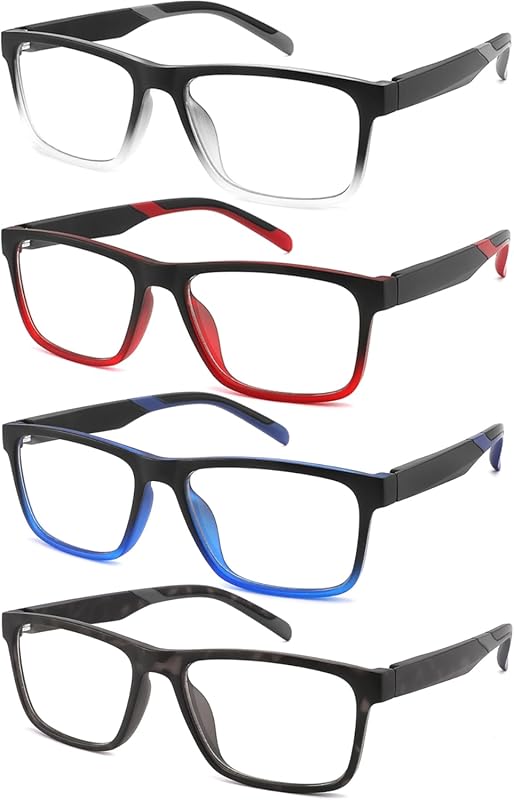 4 Pack Reading Glasses 1.5 Men Readers Computer Blue Light Blocking Fa