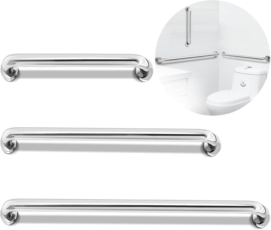 Commercial-Grade 3-Piece Stainless Steel Non-Slip Grab Bars - 1.26