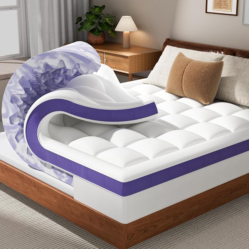Dual Layer 4-Inch Memory Foam Mattress Topper Queen: Gel Foam and Pill