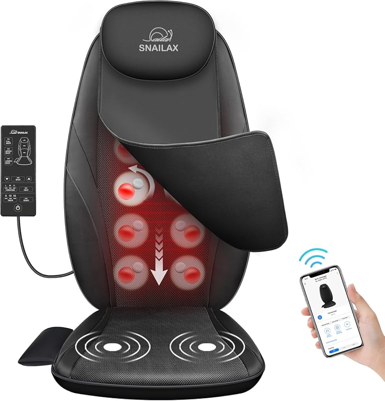 Snailax Back Massager with Heat, Electric Deep Tissue Kneading Pain Re