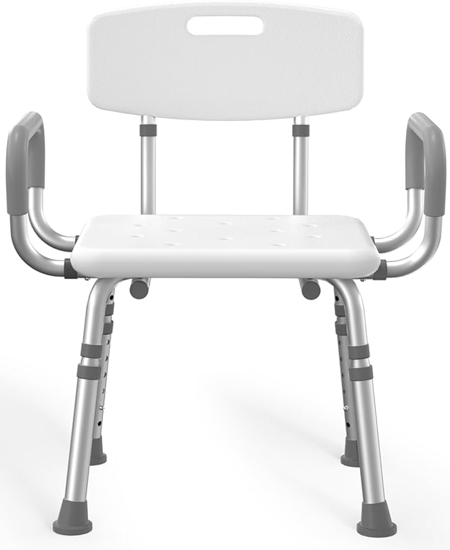 HOMLAND 500 lb Shower Chair with Arms and Back, Height Adjustable for