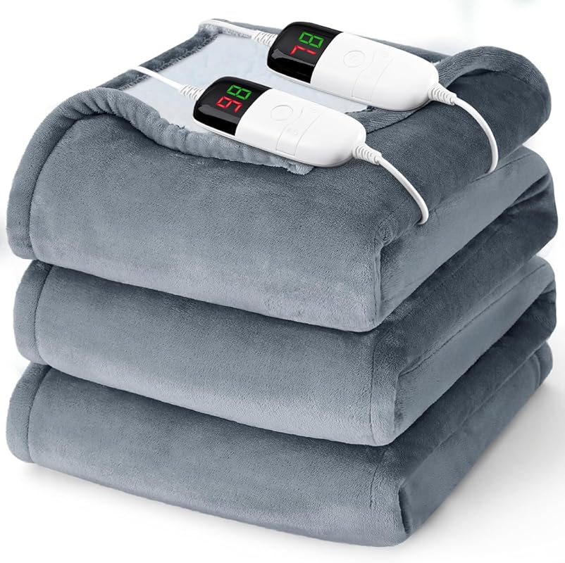 Queen Heated Blanket with Dual Control, 10 Heat Settings, 8-Hour Auto 