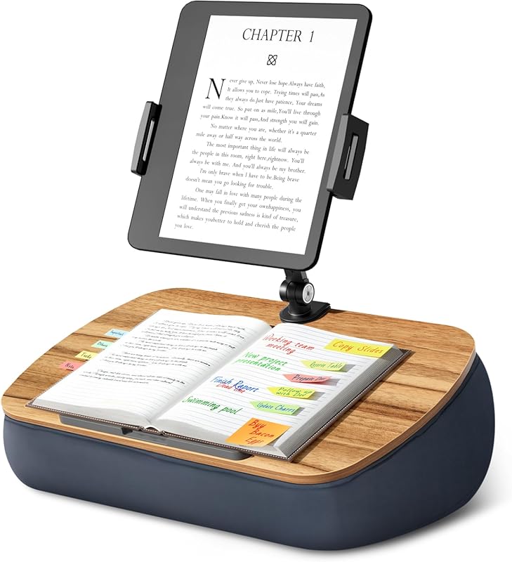 Lap Cozy Adjustable Kindle Pillow Stand for Bed, 360° Tablet Holder Fi