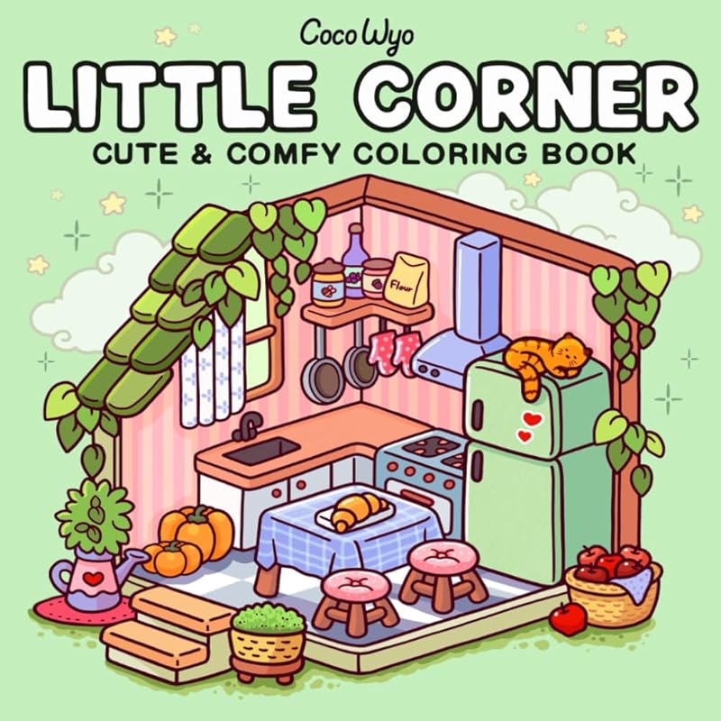 Little Corner Coloring Book for Adults Teens: Adorable Cozy Hygge Spac