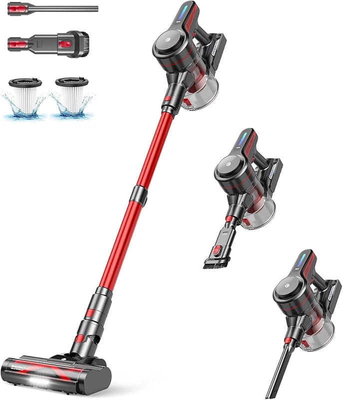 Cordless Stick Vacuum with Powerful Suction, 45-Min Runtime, 1.5L Dust