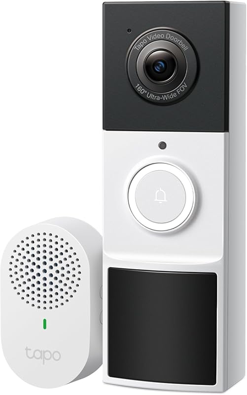 Tapo 2K Wireless Video Doorbell with Chime: 160° View, Person Detectio