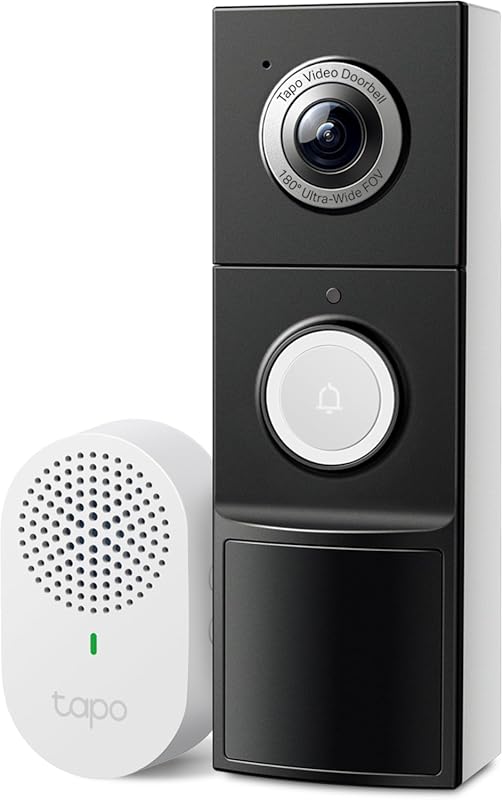Tapo 2K+ Wired/Battery Video Doorbell with Chime: 180° View, Person/Ve