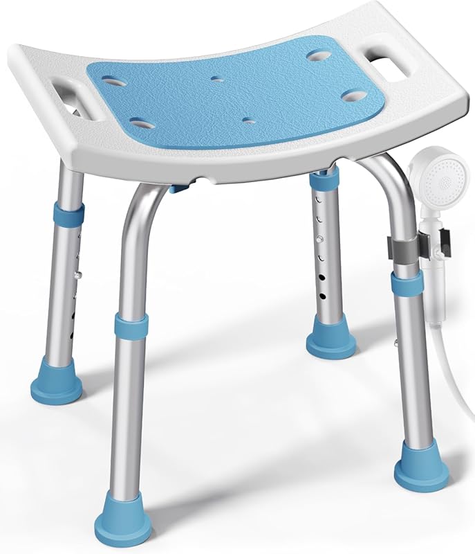HOMLAND 400 lb Adjustable Shower Stool with Suction Feet for Elderly a