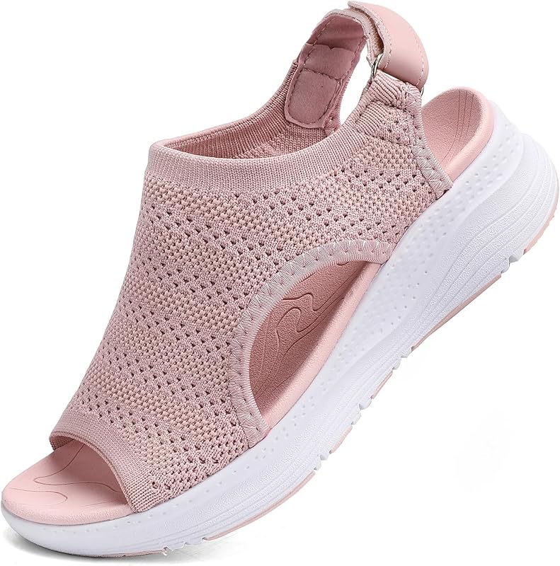 Women's Arch Support Orthotic Walking Sandals: Open Toe Design with Ad