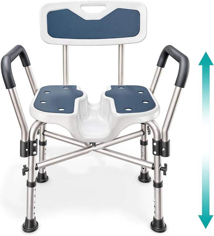 U-Shape Shower Chair 450 lb Heavy-Duty with Padded Armrests and Back,