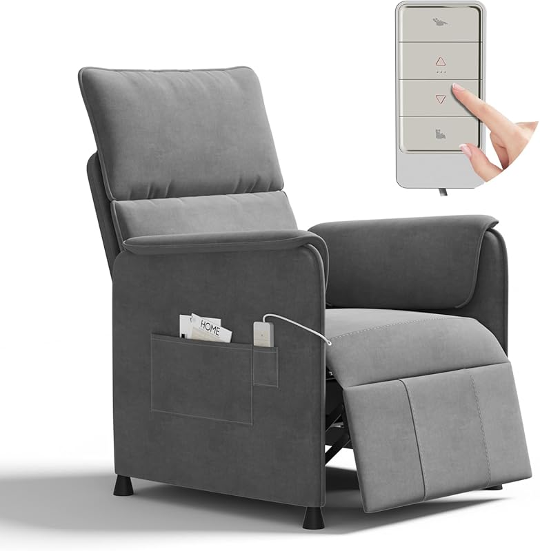 Electric Adjustable Chenille Recliner Chair with Remote Control, Padde