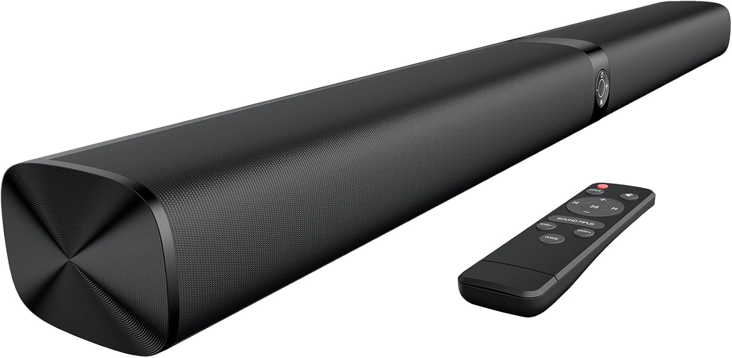 Sound Bar with Bluetooth/ARC/Opt/AUX, Auto Volume Boost, 3 EQ Modes, D