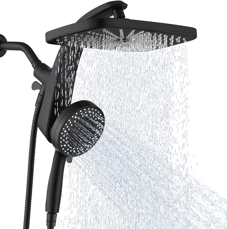 Upgrade High Pressure Rain Shower Head: Fixed & 10-Spray Detachable Ha