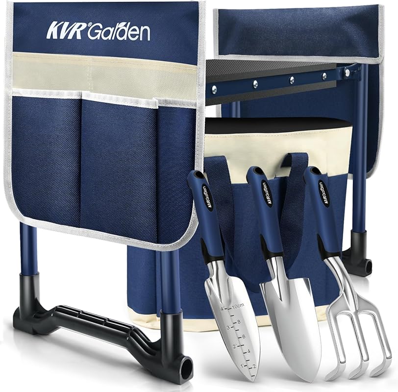 KVR 7-Piece Garden Kneeler and Seat Set - Heavy Duty Foldable Bench wi