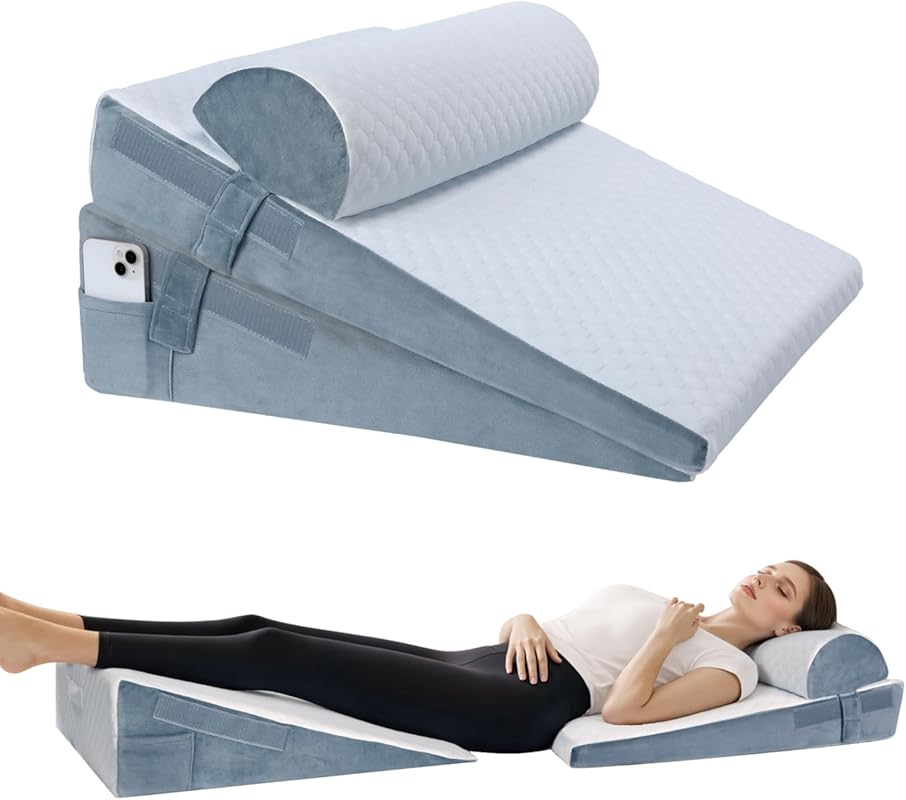 3-Piece Triangle Wedge Pillow for post-surgery, acid reflux, snoring, 