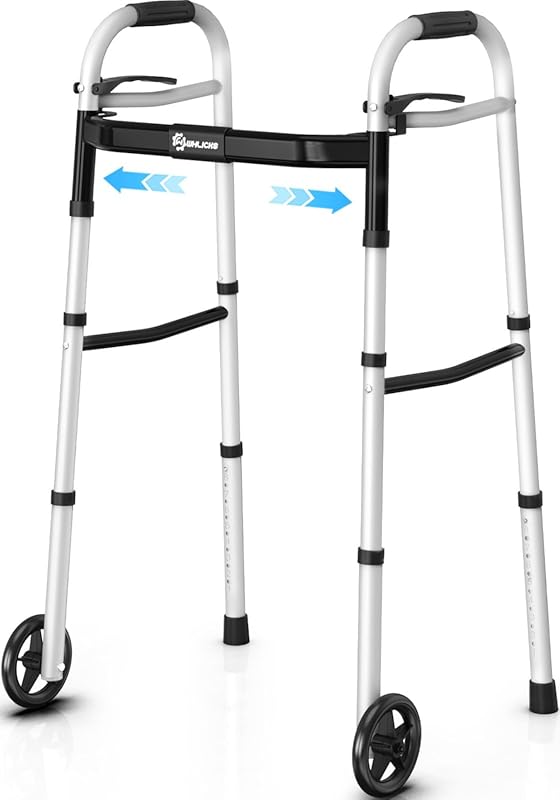 Narrow Folding Walker for Seniors – Aluminum Lightweight, Adjustable W