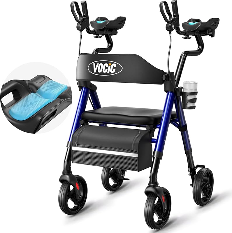 VOCIC Z22 Upright Walker for Seniors with Adjustable Armrests, GelCool