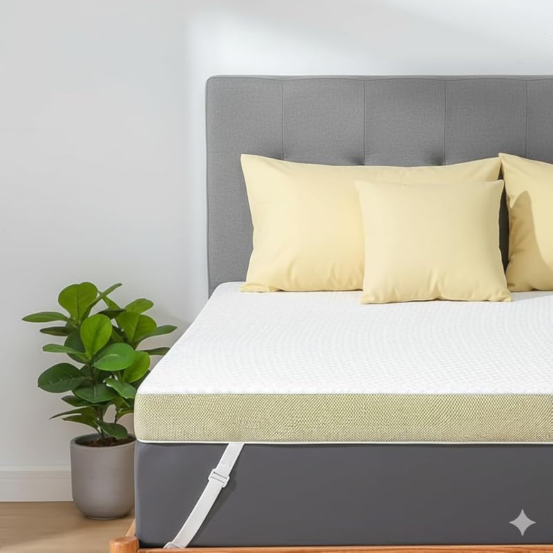 Marsail Queen 3-Inch Cooling Gel Memory Foam Topper with soft cover, d