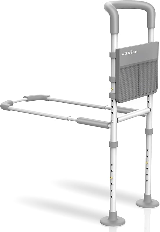 Agrish Elderly Bed Rail: Adjustable Cane with Motion Lights, Storage P