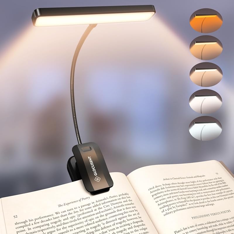 Glocusent 26 LED 1200 mAh Rechargeable Book Light: 90-Hour Runtime, 5 