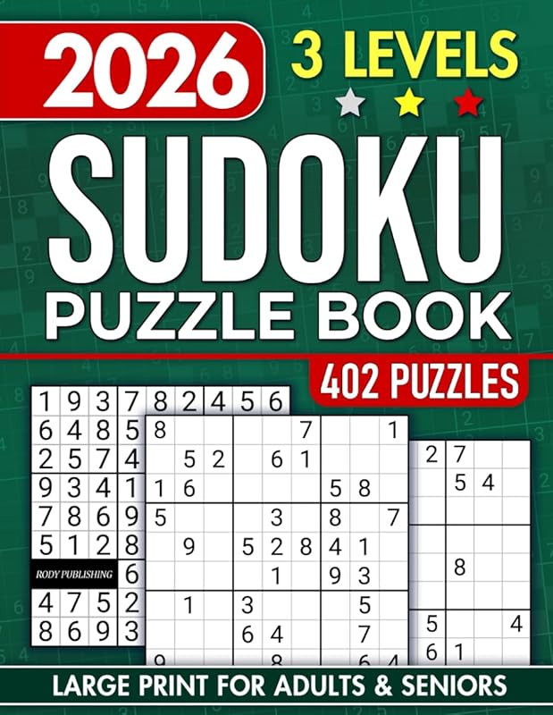 Sudoku Book for Adults and Seniors: 402 Puzzles with 3 Difficulty Leve