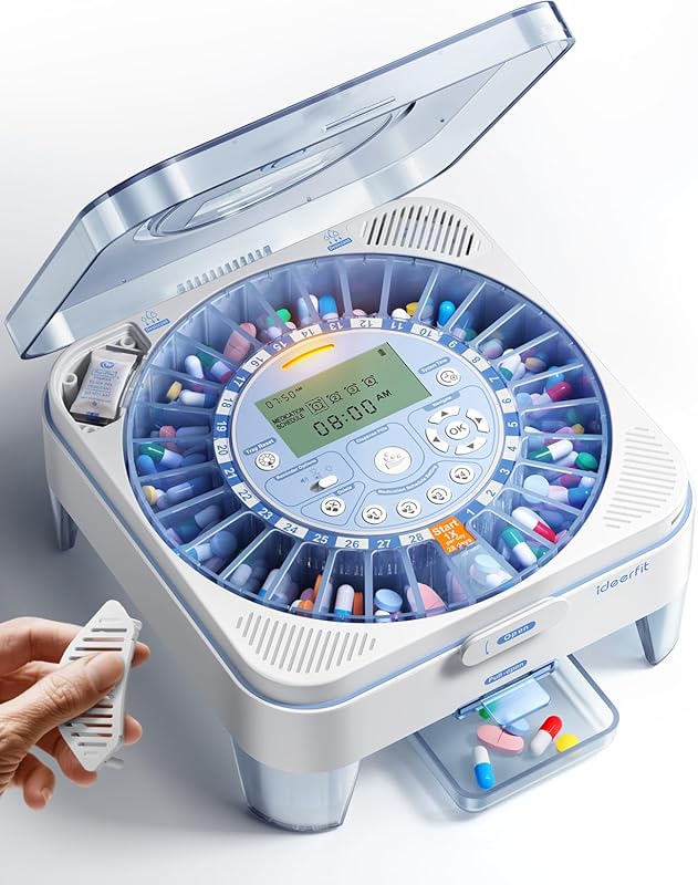 28-Day(1X) Automatic Pill Dispenser: One-Press Daily Dispense, Sound &