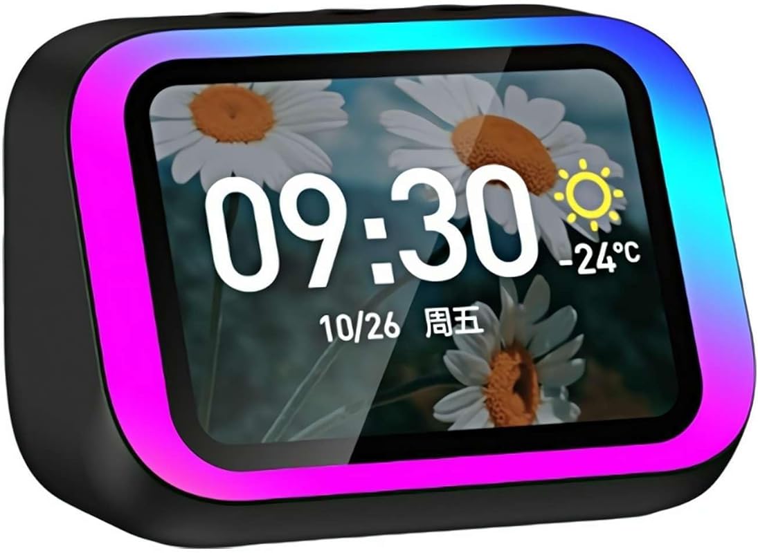Black Smart Alarm Clock: Bluetooth 5.4 Speaker, Dynamic RGB Light, Hi-
