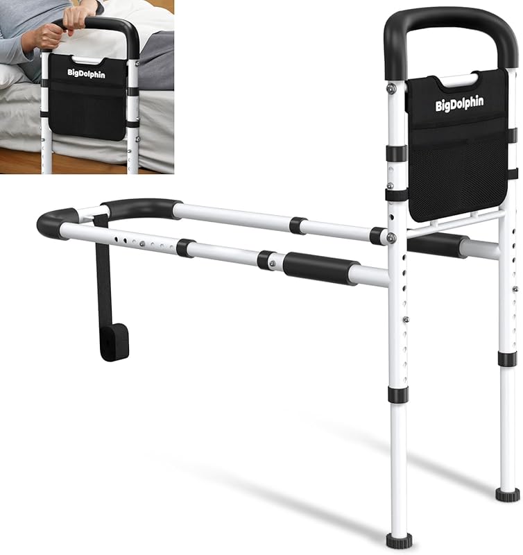 Elderly Bed Safety Rail: Adjustable Cane, ASTM Approved 350 lb Support