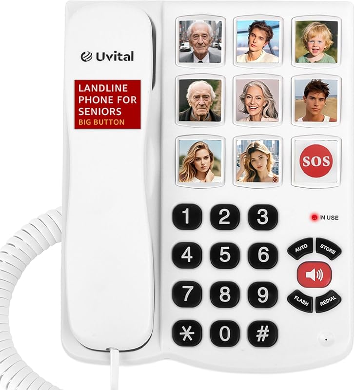 Uvital Big Button Phone for Seniors with 8 One-Touch Dialing, SOS Emer